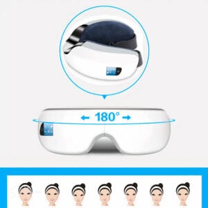 Foldable Bluetooth eye massager demonstrating its 180-degree portable design for easy travel and storage.