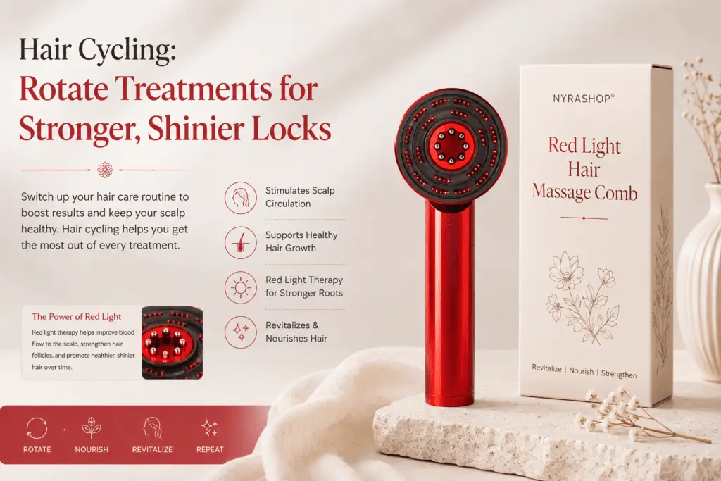 Red Light Hair Massage Comb for hair cycling, scalp stimulation, and stronger shinier hair